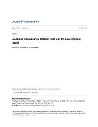 Journal of Accountancy, October 1931 Vol. 52 Issue 4 [Whole Issue]
