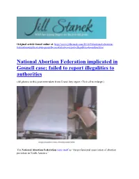 National Abortion Federation Implicated in Gosnell Case; Failed to Report Illegalities to Authorities