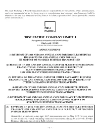 Revision of Annual Caps in Respect of Indofood's Continuing Connected