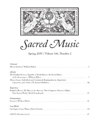 Sacred Music Spring 2019 | Volume 146, Number 2