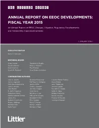 Annual Report on Eeoc Developments: Fiscal Year 2015