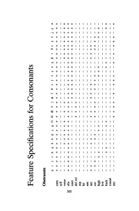 Feature Specifications for Consonants