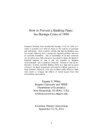 How to Prevent a Banking Panic: the Barings Crisis of 1890