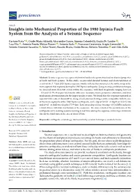 Insights Into Mechanical Properties of the 1980 Irpinia Fault System from the Analysis of a Seismic Sequence