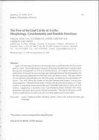 The Pore of the Leaf Cavity of Azolla: Morphology, Cytochemistry and Possible Functions