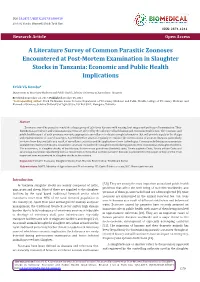 A Literature Survey of Common Parasitic Zoonoses Encountered at Post-Mortem Examination in Slaughter Stocks in Tanzania: Economic and Public Health Implications