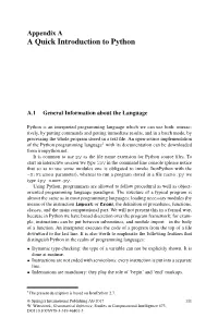 Appendix a a Quick Introduction to Python