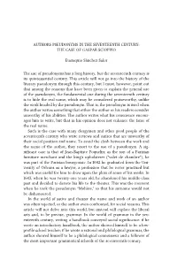 Authors Pseudonyms in the Seventeenth Century: the Case of Gaspar Scioppio