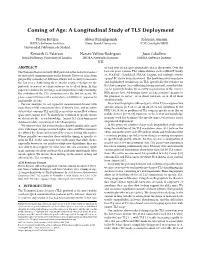 Coming of Age: a Longitudinal Study of TLS Deployment