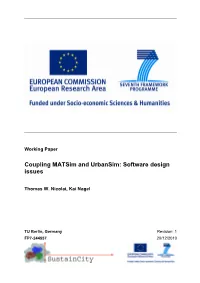 Coupling Matsim and Urbansim: Software Design Issues
