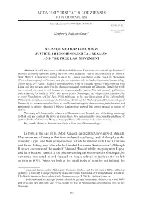 Reinach and Kantorowicz: Justice, Phenomenological Realism and the Free Law Movement