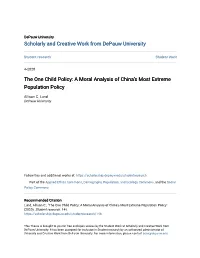 The One Child Policy: a Moral Analysis of China's Most Extreme