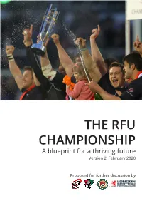 THE RFU CHAMPIONSHIP a Blueprint for a Thriving Future Version 2, February 2020