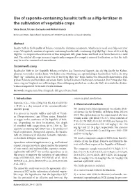 Use of Saponite-Containing Basaltic Tu S As a Mg-Fertilizer in the Cultivation