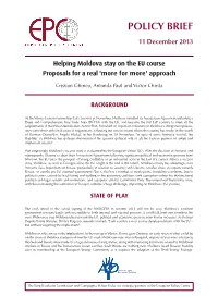 Helping Moldova Stay on the EU Course Proposals for a Real 'More for More' Approach