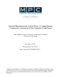Internal Migration in the United States: a Comprehensive Comparative Assessment of the Consumer Credit Panel
