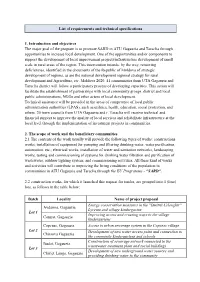List of Requirements and Technical Specifications 1. Introduction And