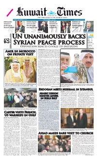 UN Unanimously Backs Syrian Peace Process Continued from Page 1 Impose Their Version of Strict Islam