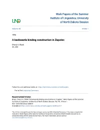 A Backwards Binding Construction in Zapotec