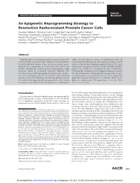 An Epigenetic Reprogramming Strategy to Resensitize