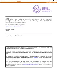 Between Frank Land [FL] and Antony Bryant [AB] – : Part 2. Journal of Information Technology