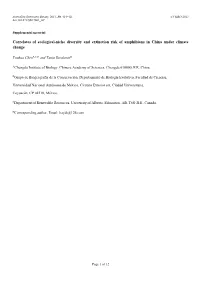 Climatic Niche Measures and Extinction Risks of Amphibians In