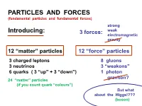 Fundamentals of Particle Physics