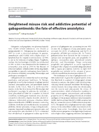 Heightened Misuse Risk and Addictive Potential of Gabapentinoids: the Fate of Effective Anxiolytics