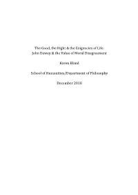 John Dewey & the Value of Moral