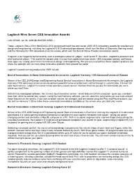 Logitech Wins Seven CES Innovation Awards
