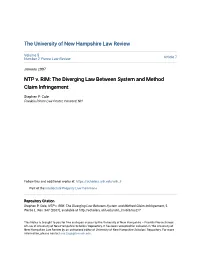 NTP V. RIM: the Diverging Law Between System and Method Claim Infringement