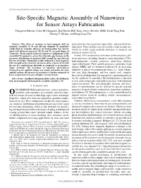 Site-Specific Magnetic Assembly of Nanowires for Sensor Arrays Fabrication 253