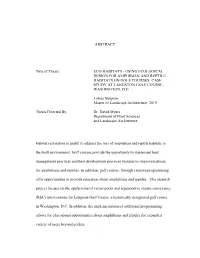 Using Ecological Design for Amphibian and Reptile Habitats on Golf Courses: Case Study at Langston Golf Course, Washington, D.C