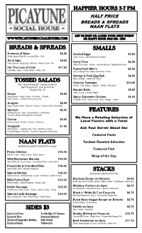 Breads & Spreads Smalls Tossed Salads Stacks Naan