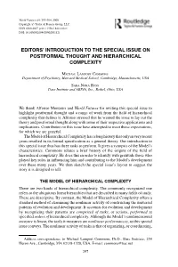 Editors' Introduction to the Special Issue on Postformal Thought And