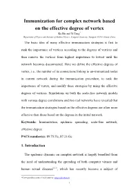 Immunization for Complex Network Based on the Effective Degree Of