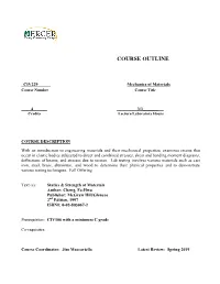 Mechanics of Materials Course Number Course Title