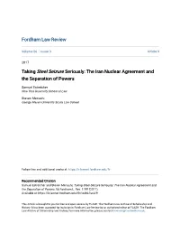 The Iran Nuclear Agreement and the Separation of Powers