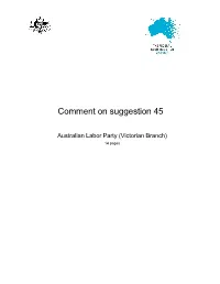Comment on Suggestion 45