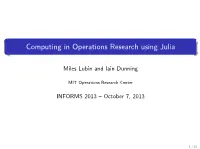 Computing in Operations Research Using Julia