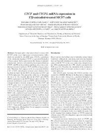 CTCF and CTCFL Mrna Expression in 17Β-Estradiol-Treated MCF7 Cells
