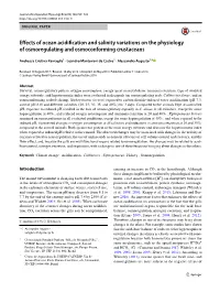 Effects of Ocean Acidification and Salinity Variations on the Physiology of Osmoregulating and Osmoconforming Crustaceans