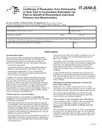 Form IT-2658-E:12/19:Certificate of Exemption from Partnership Or New