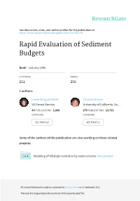 Rapid Evaluation of Sediment Budgets