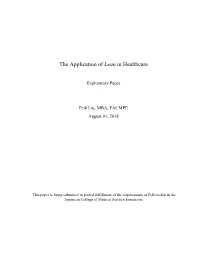 The Application of Lean in Healthcare