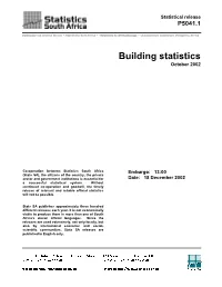 Building Statistics October 2002
