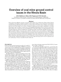 Overview of Coal Mine Ground Control Issues in the Illinois Basin
