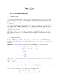 Topic 7 Notes 7 Taylor and Laurent Series
