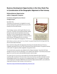 Business Development Opportunities in the Utica Shale Play in Consideration of the Geographic Alignment of the Fairway