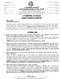 Committee on Rules Issues Session Update